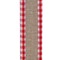 Christmas Linen Gingham Check Wired Edge Ribbon - 1 ½ inch x 10 yards - Natural / Red